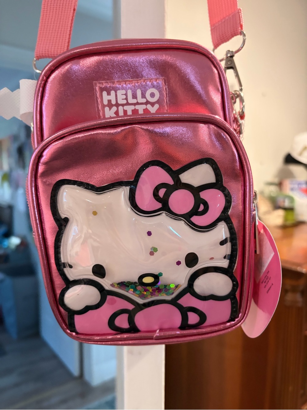 Sanrio Hello Kitty Metallic Pink Shaker Crossbody Bag